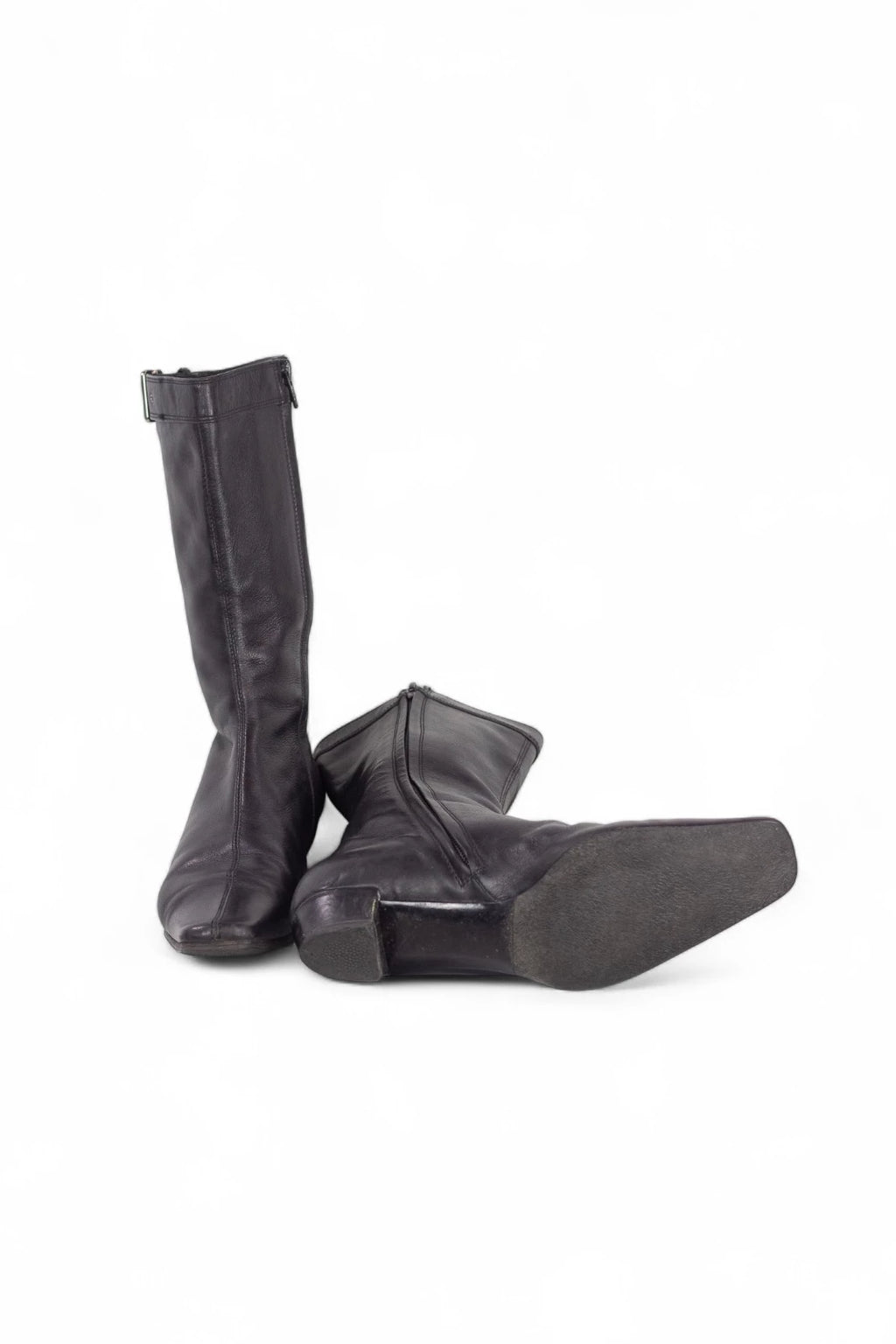 Black Leather Pointed Ankle Boots FW2001