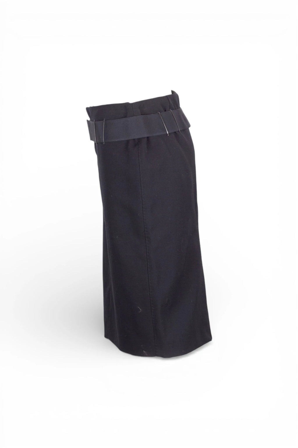 Wool Pencil Skirt with Grosgrain Belt