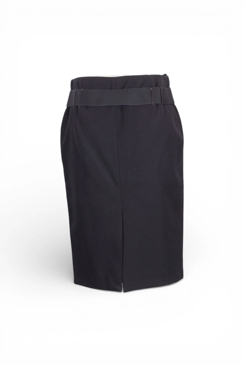Wool Pencil Skirt with Grosgrain Belt