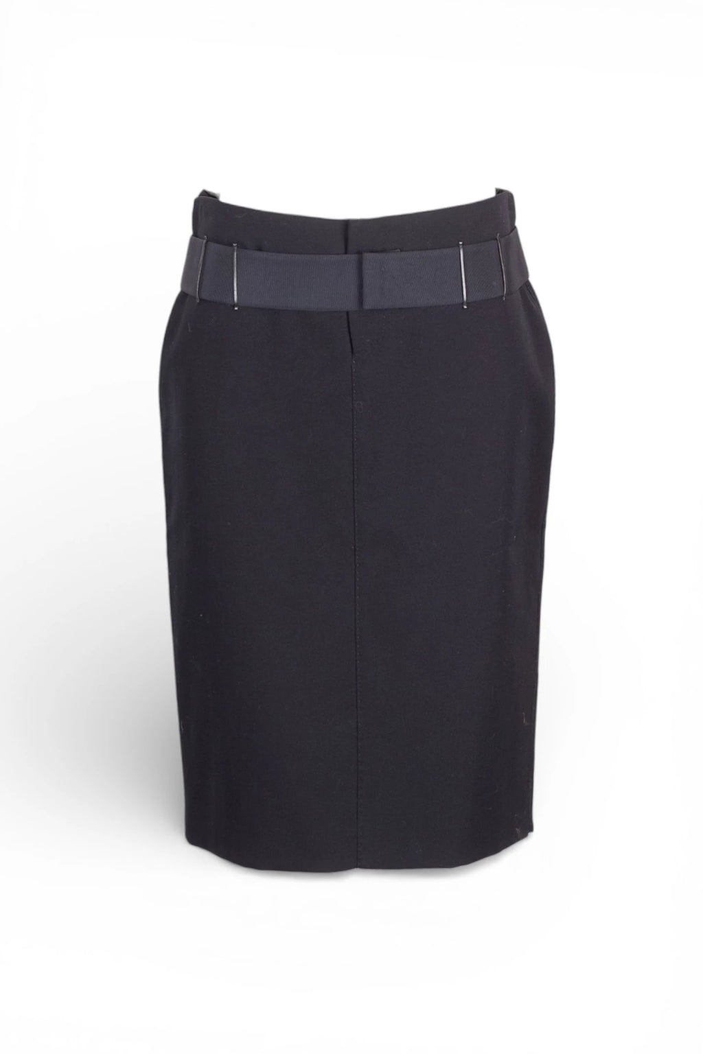 Wool Pencil Skirt with Grosgrain Belt
