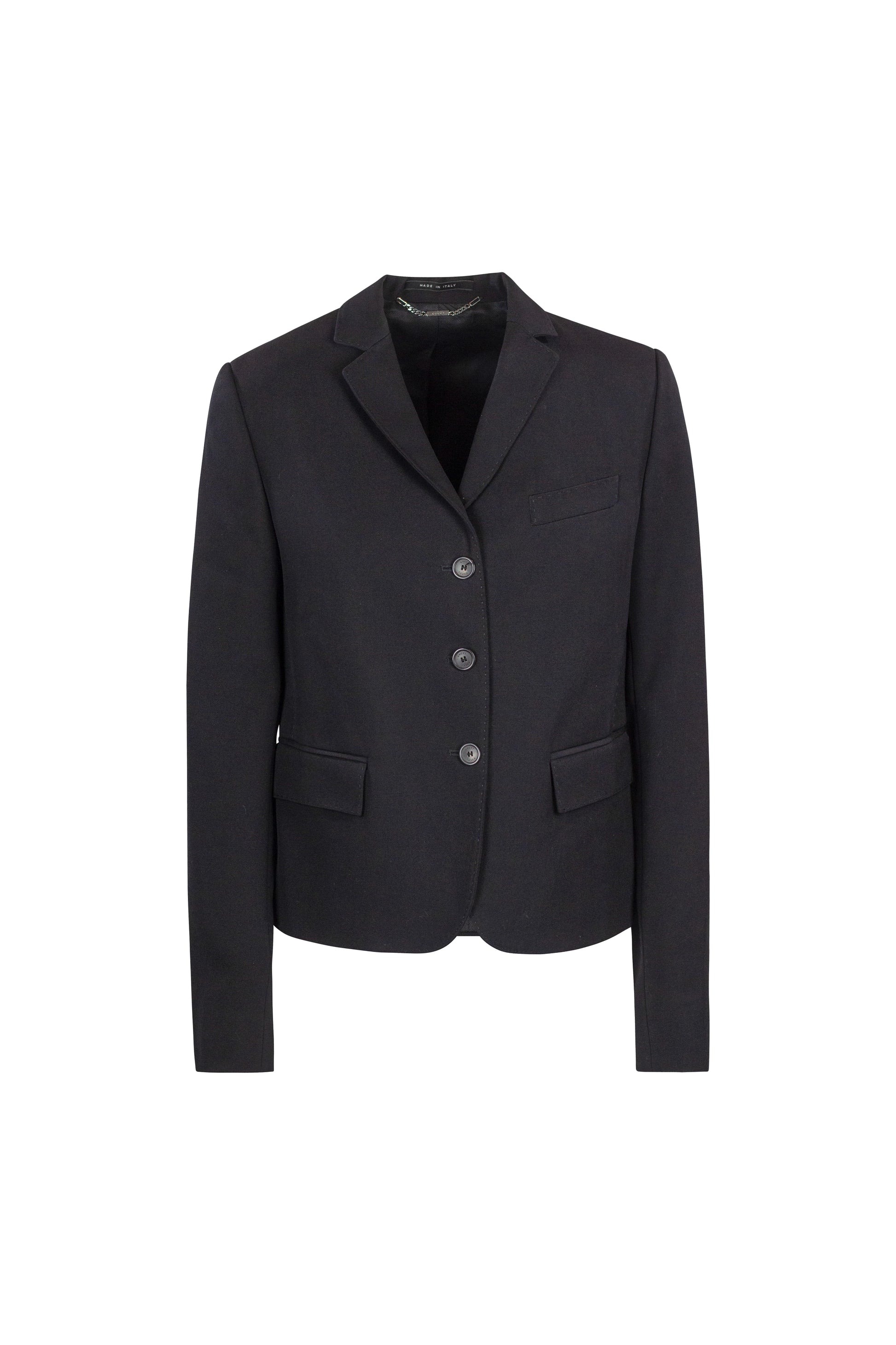 Black Cropped Cotton Blazer