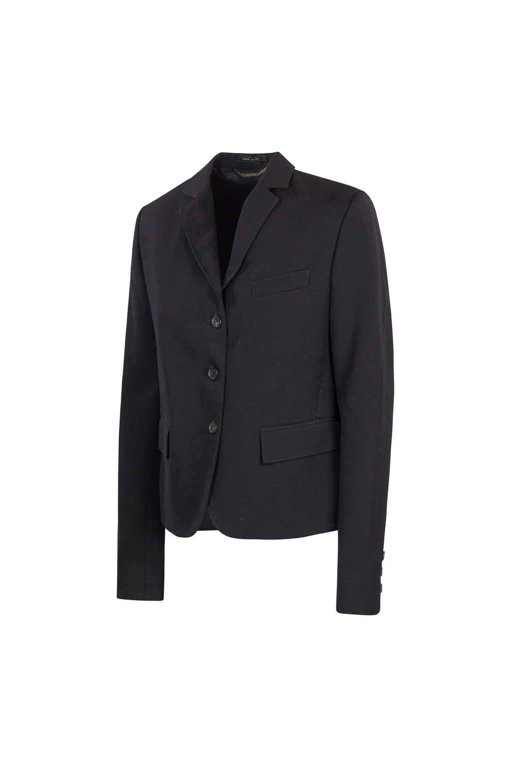 Black Cropped Cotton Blazer