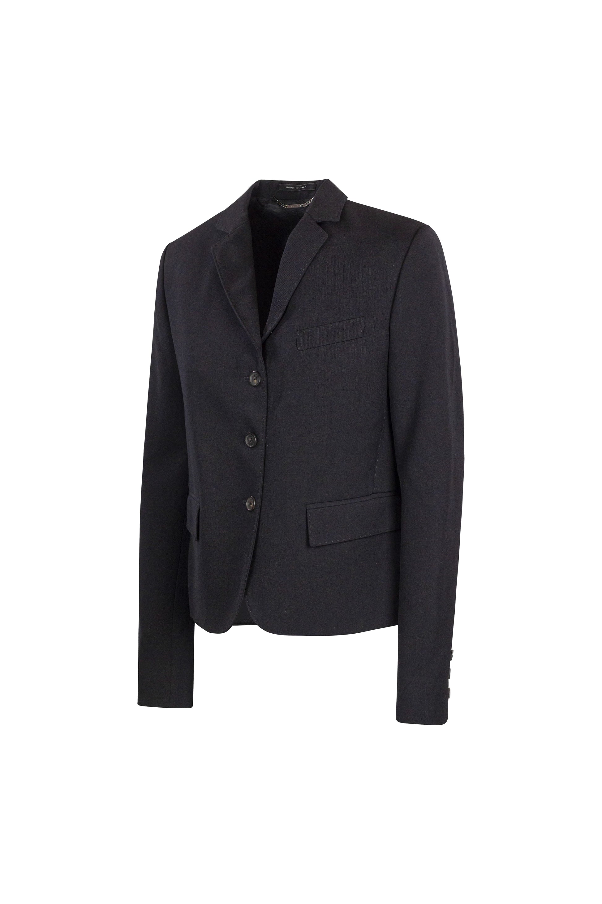 Black Cropped Cotton Blazer