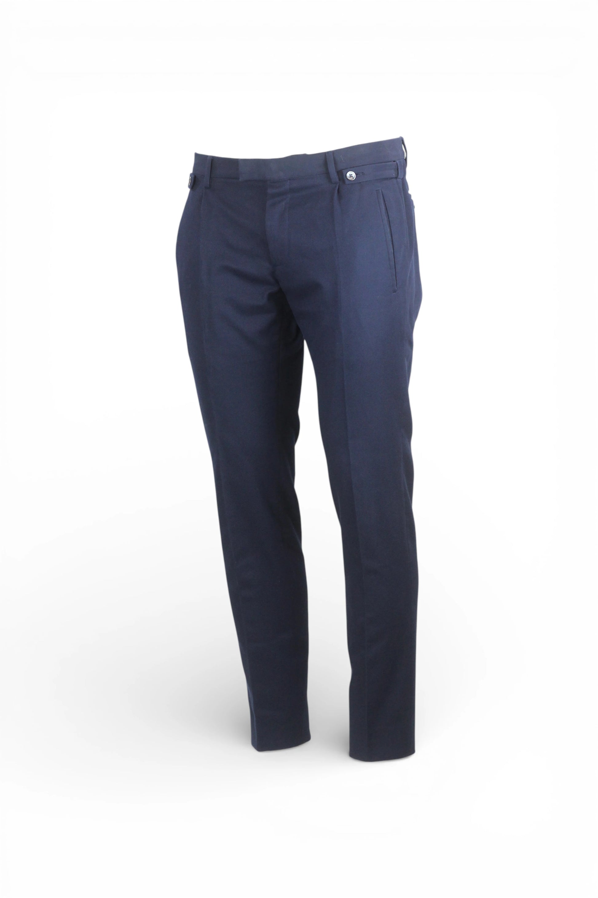 Blue Piqué Tapered Trousers