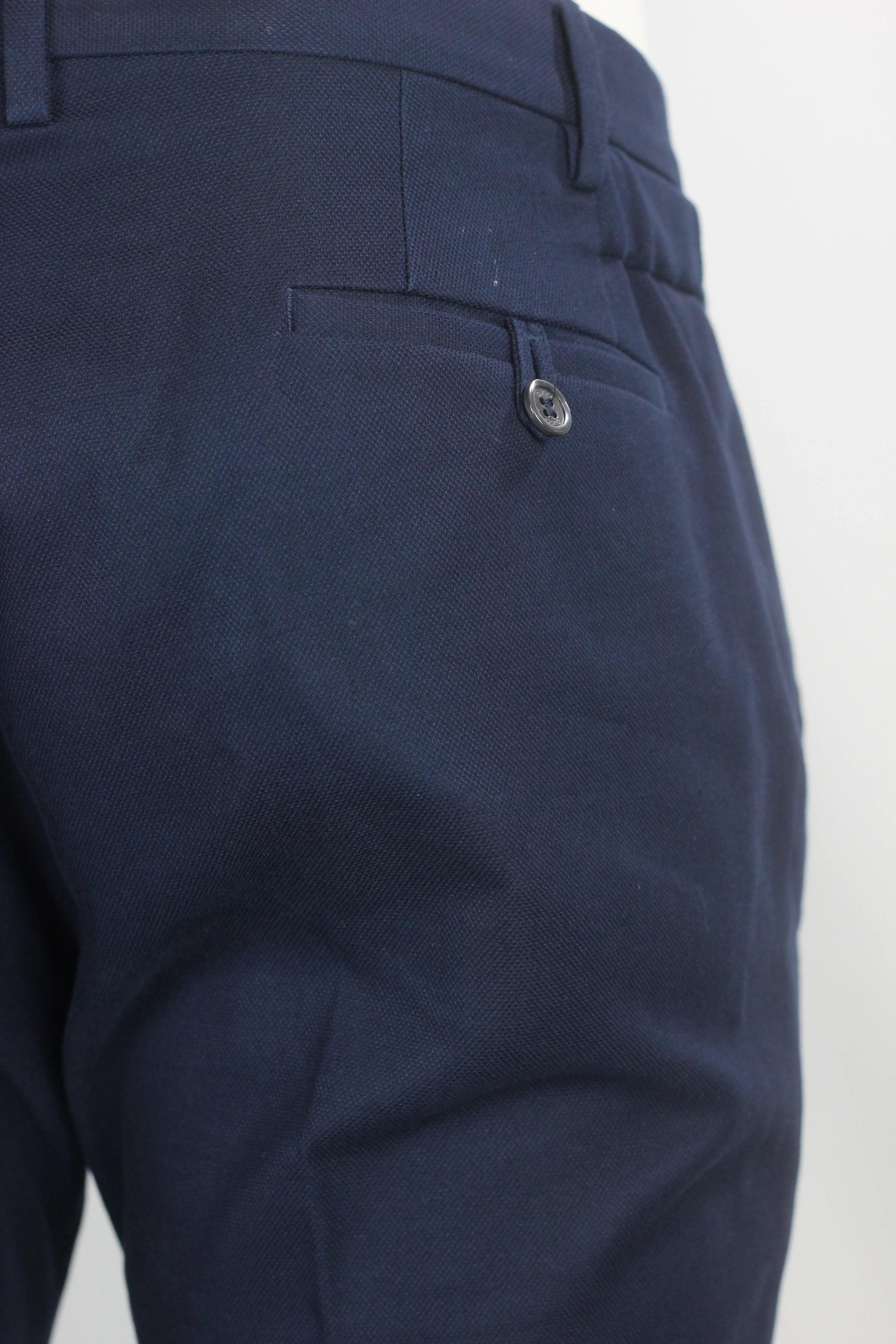 Blue Piqué Tapered Trousers