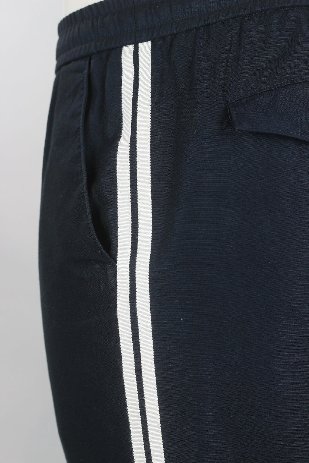 Blue Wool-Cotton Cropped Trousers