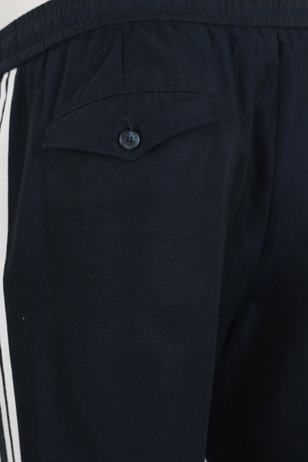 Blue Wool-Cotton Cropped Trousers