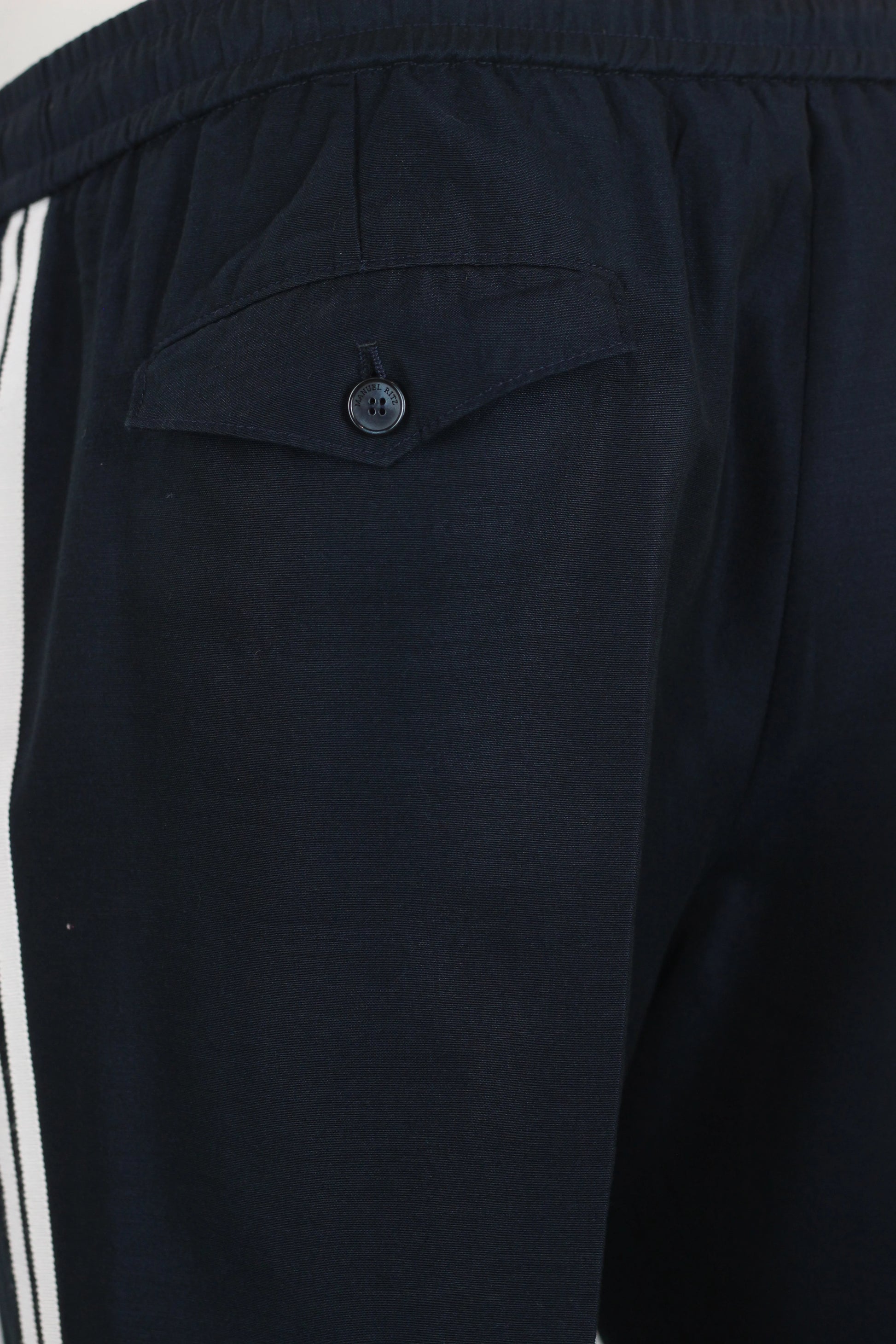 Blue Wool-Cotton Cropped Trousers