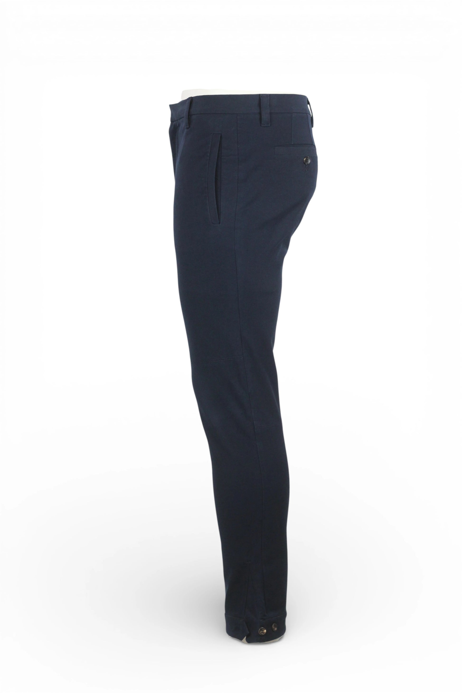Dark Blue Stretch Cotton Twill Trousers