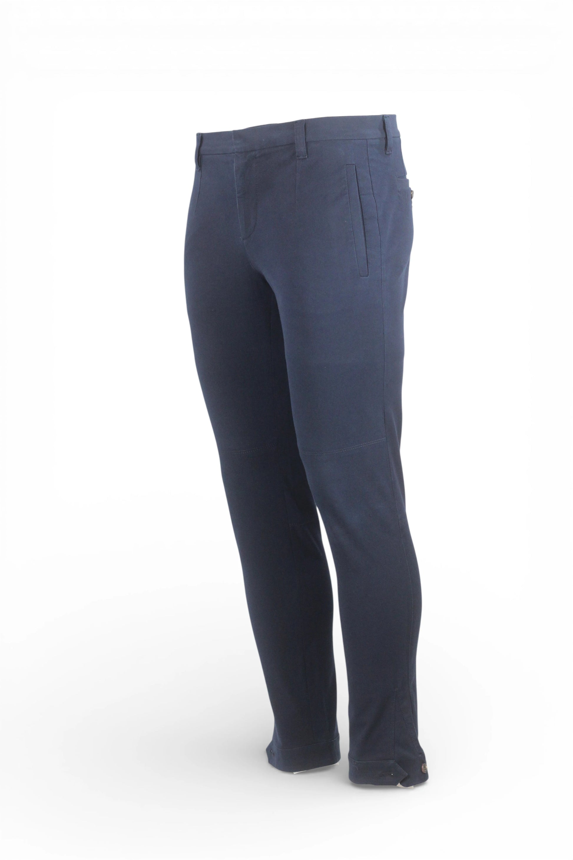 Dark Blue Stretch Cotton Twill Trousers