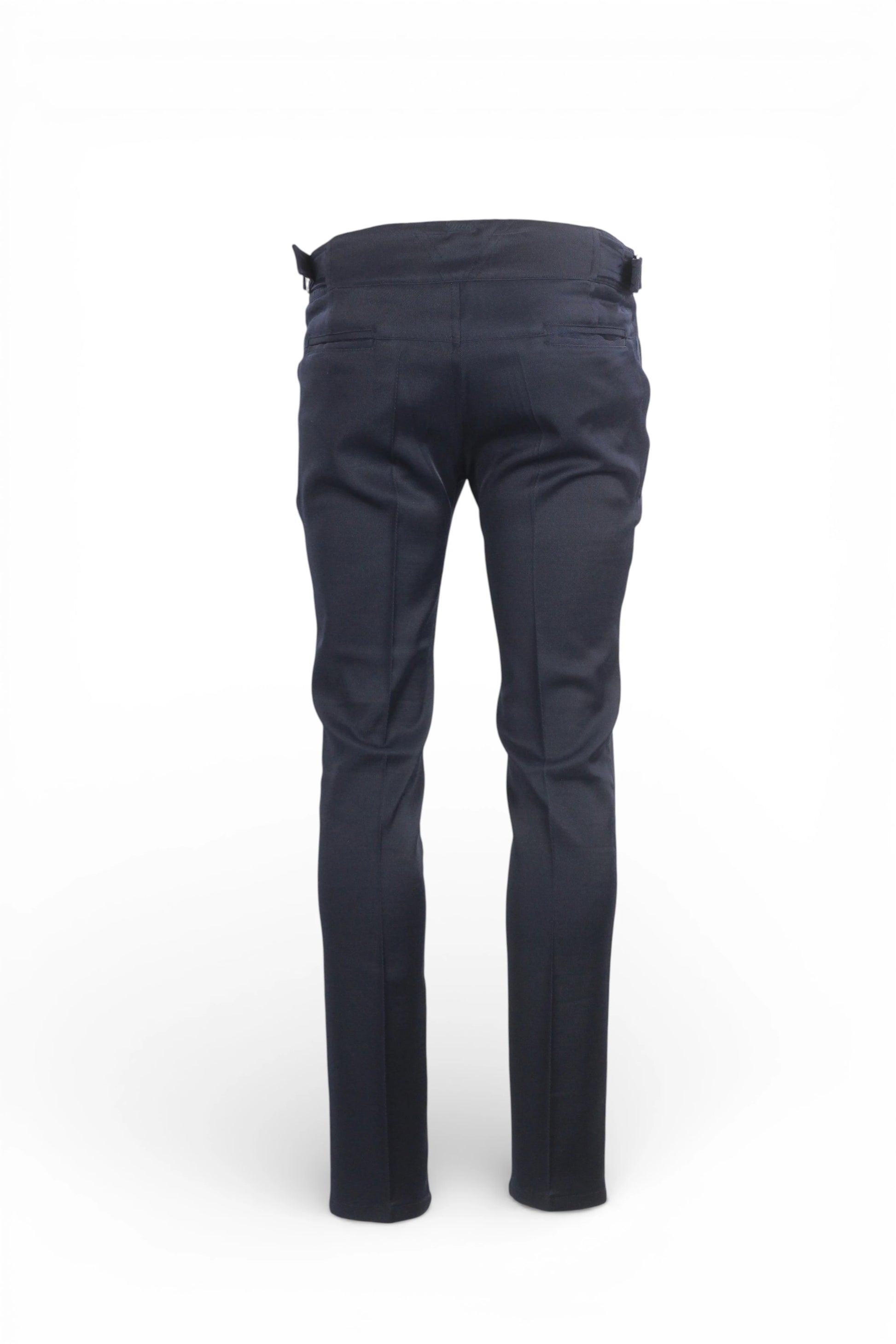 Blue Technical Fabric Trousers with Side Buckle Detail