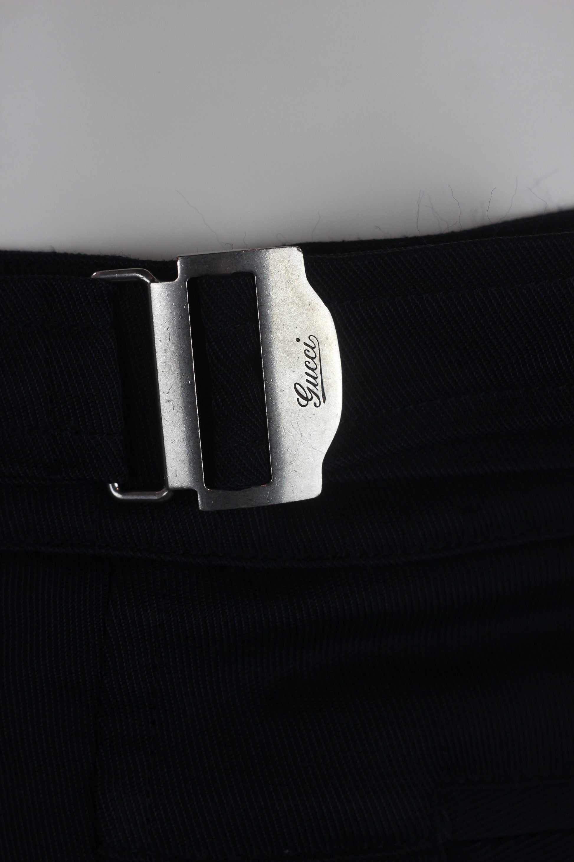 Blue Technical Fabric Trousers with Side Buckle Detail