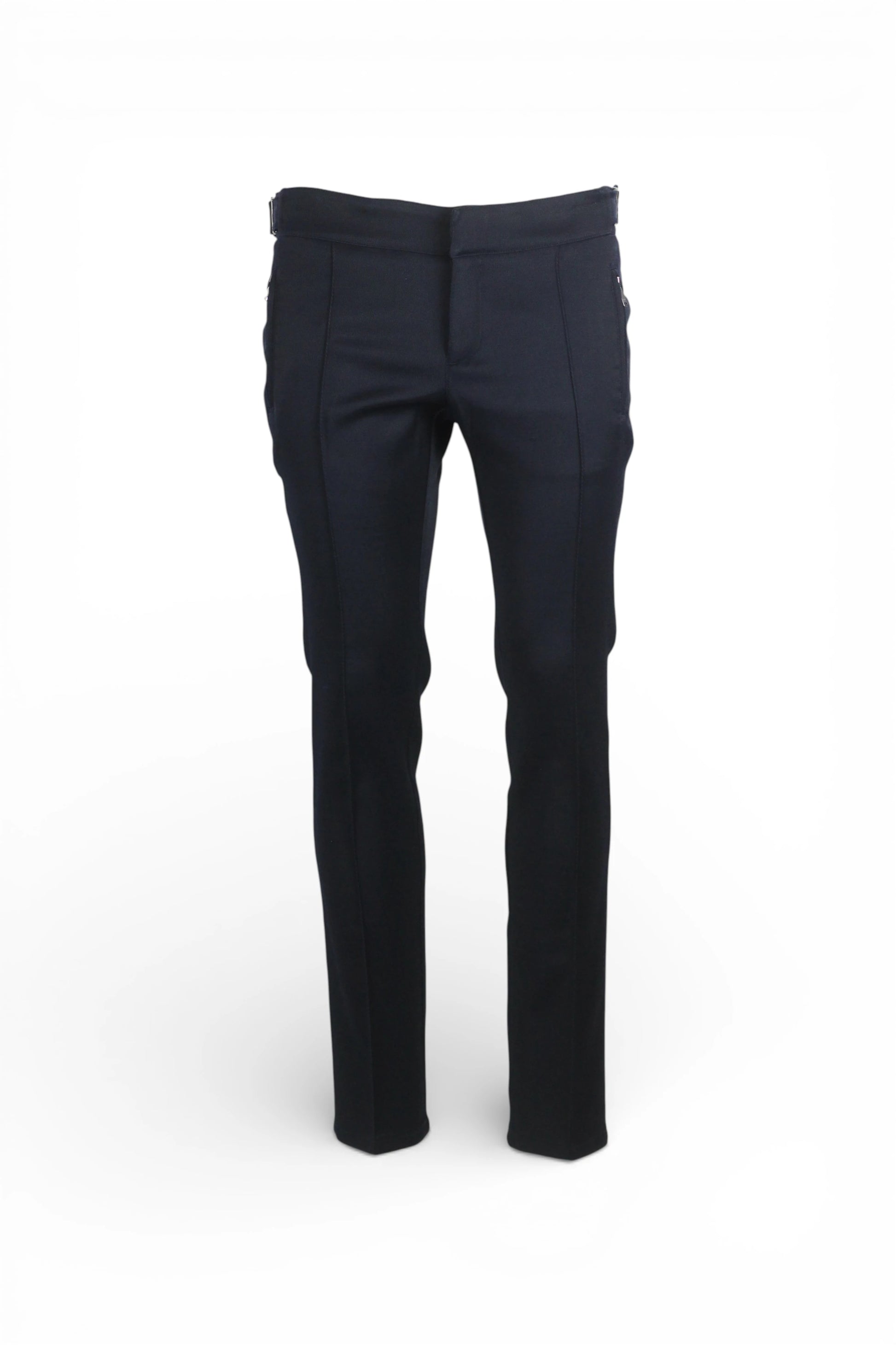 Blue Technical Fabric Trousers with Side Buckle Detail