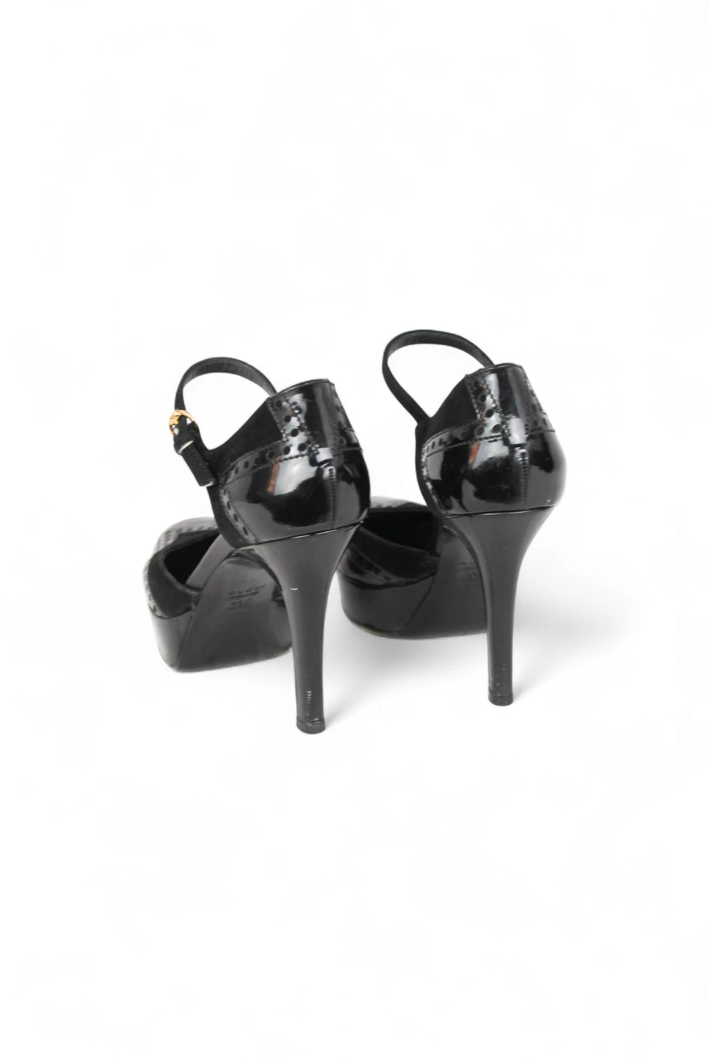 Black Platform Heels with Brogue Detailing