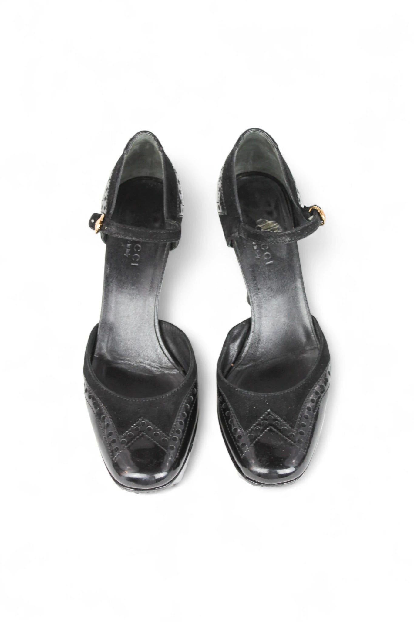 Black Platform Heels with Brogue Detailing