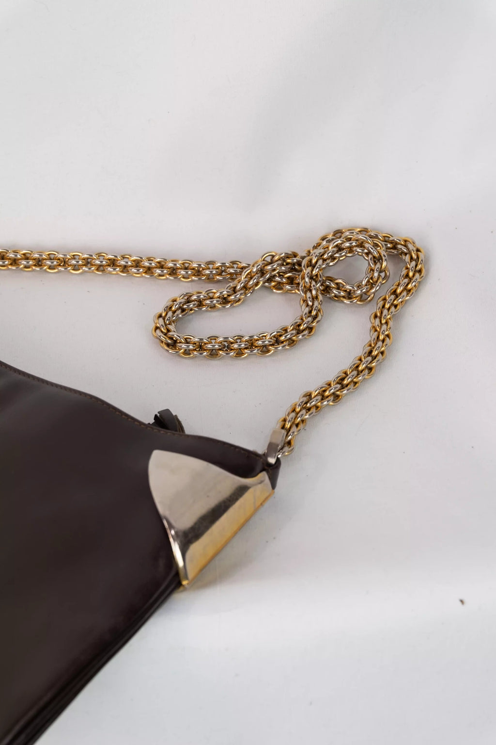 Black Leather Gold Chain Shoulder Bag