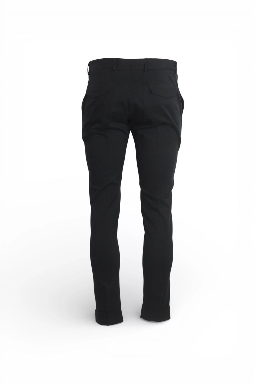 Black Cuffed Cotton Tailored Trousers