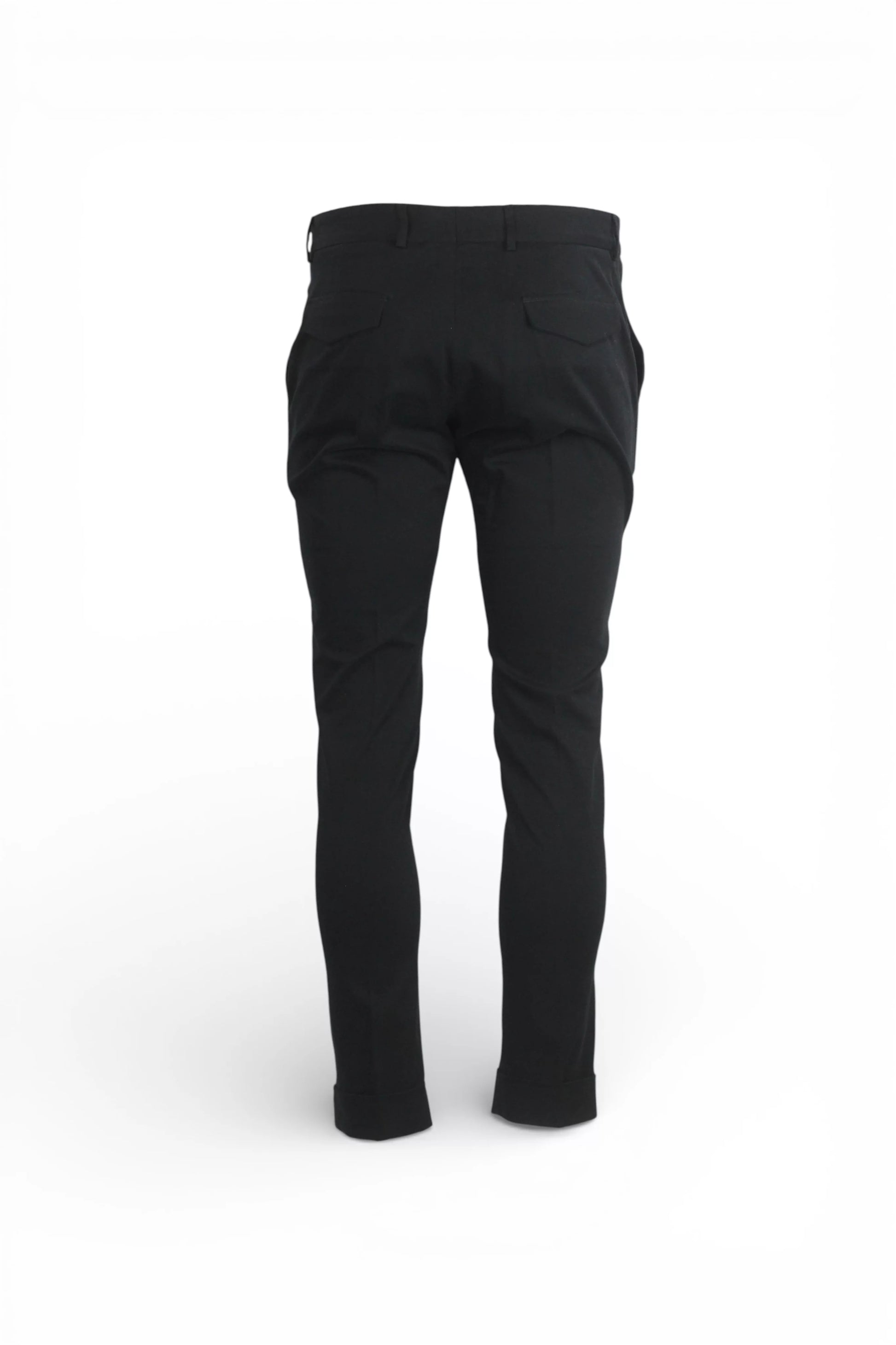 Black Cuffed Cotton Tailored Trousers