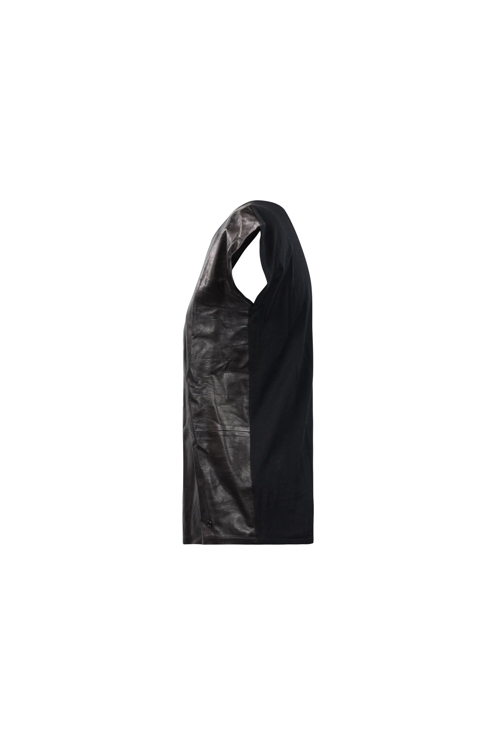 Leather Cap-Sleeve Top