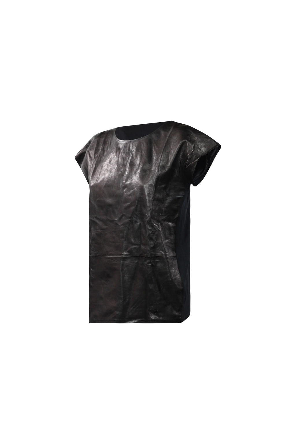 Leather Cap-Sleeve Top