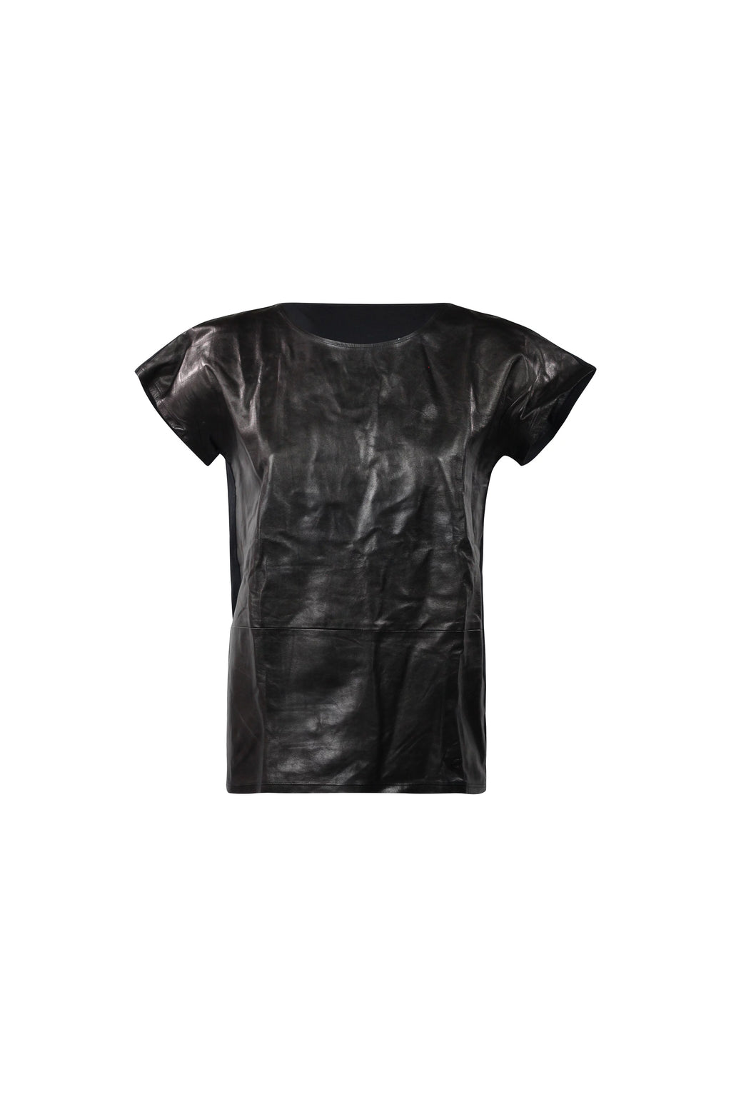 Leather Cap-Sleeve Top