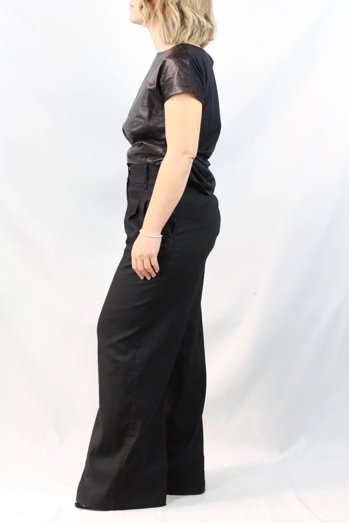 Leather Cap-Sleeve Top