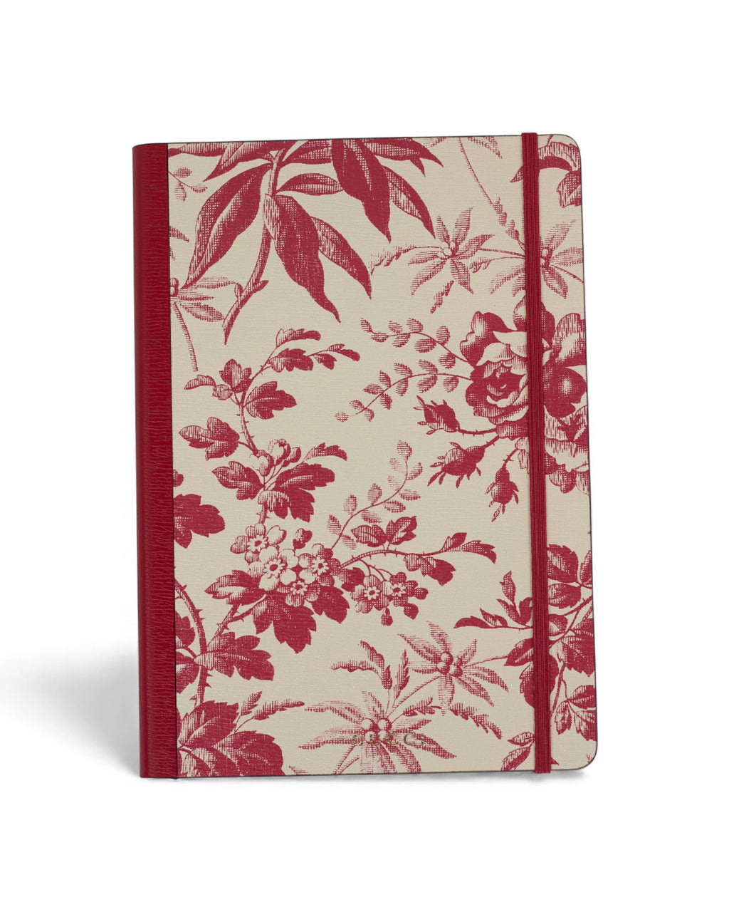 Cream Notebook with Red Floral Motif