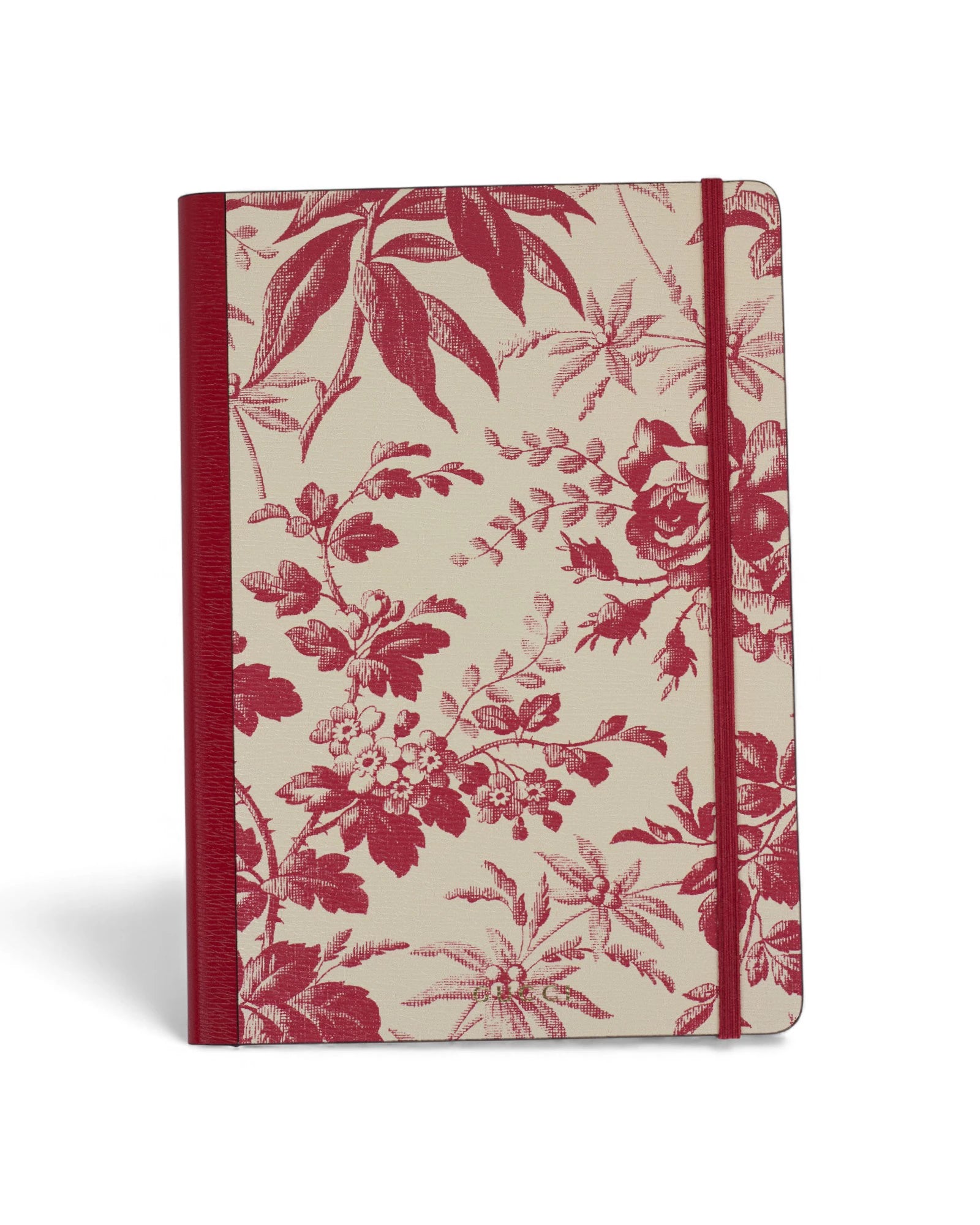 Cream Notebook with Red Floral Motif