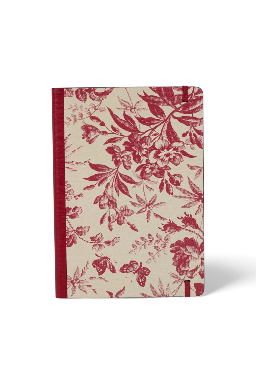 Cream Notebook with Red Floral Motif