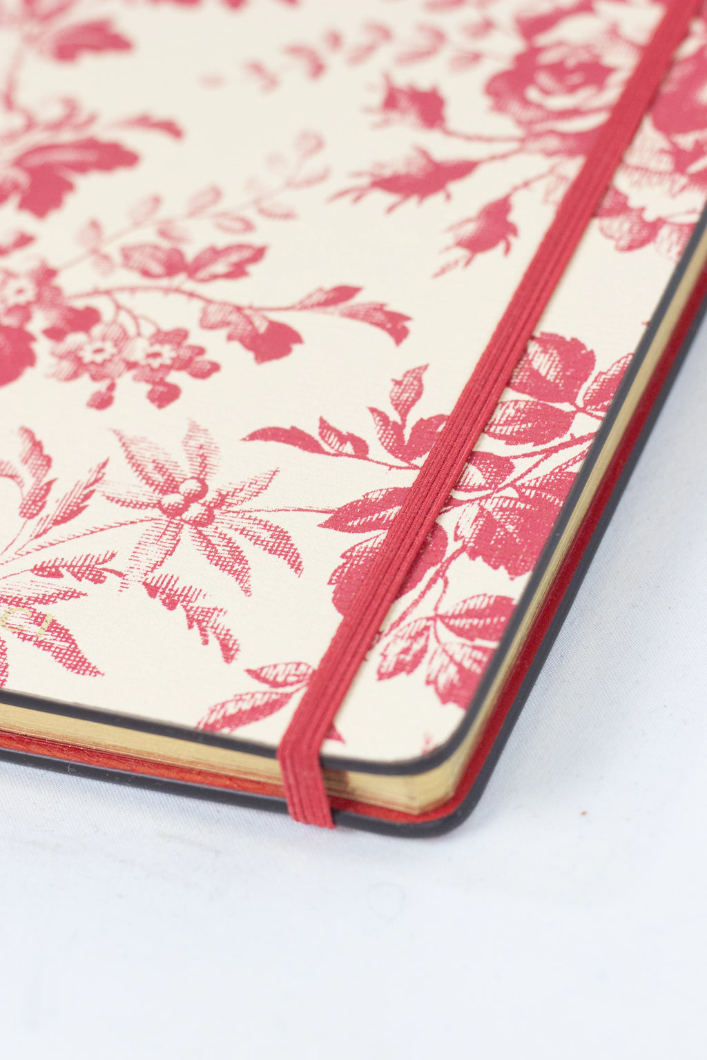 Cream Notebook with Red Floral Motif