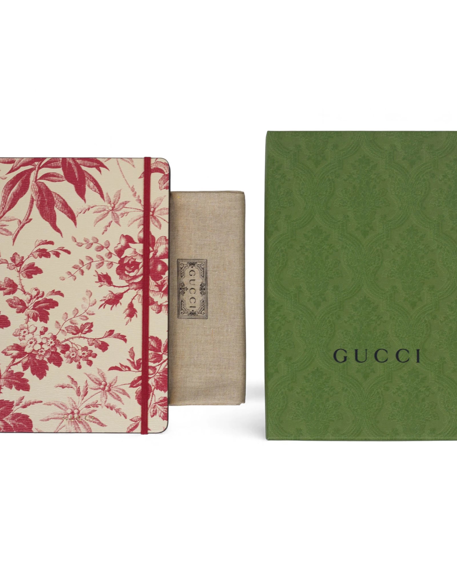 Cream Notebook with Red Floral Motif