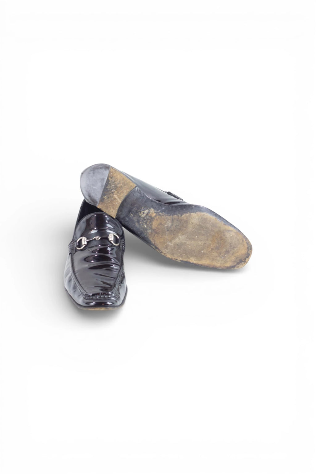 Patent Leather Pointed Loafers with Horsebit