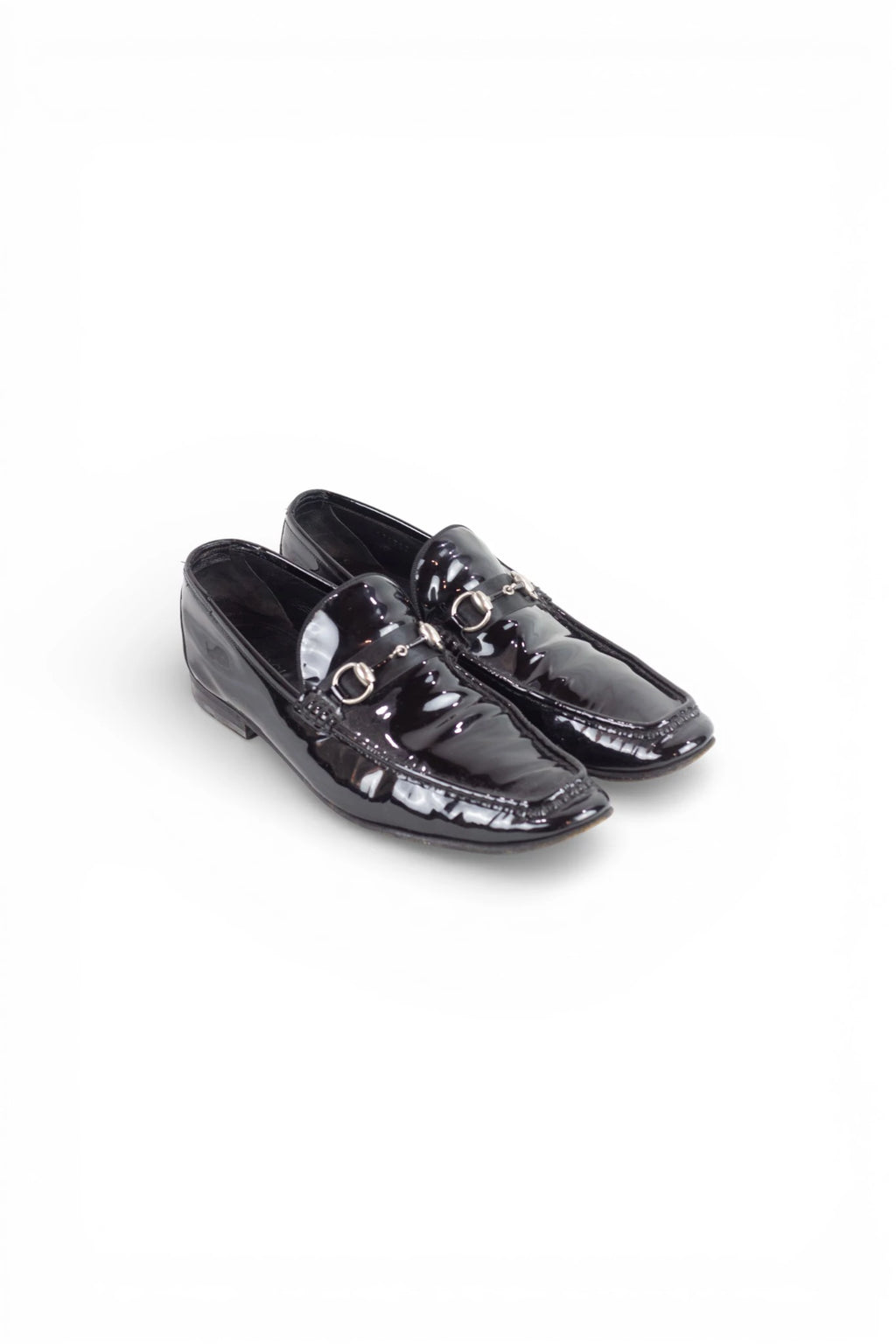 Patent Leather Pointed Loafers with Horsebit