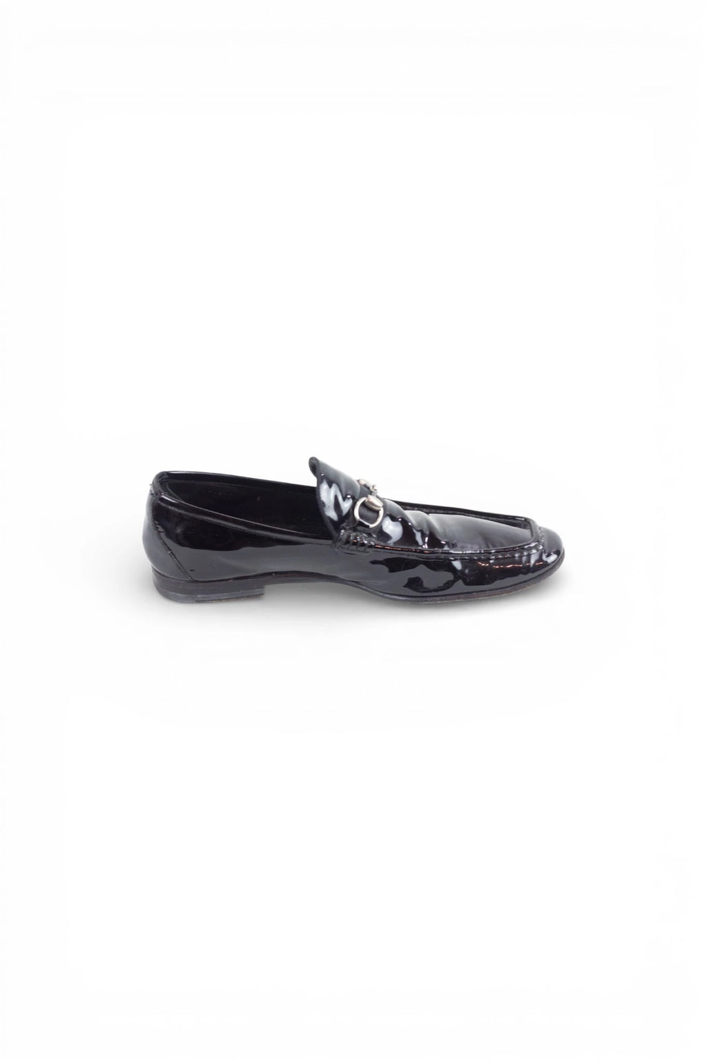 Patent Leather Pointed Loafers with Horsebit