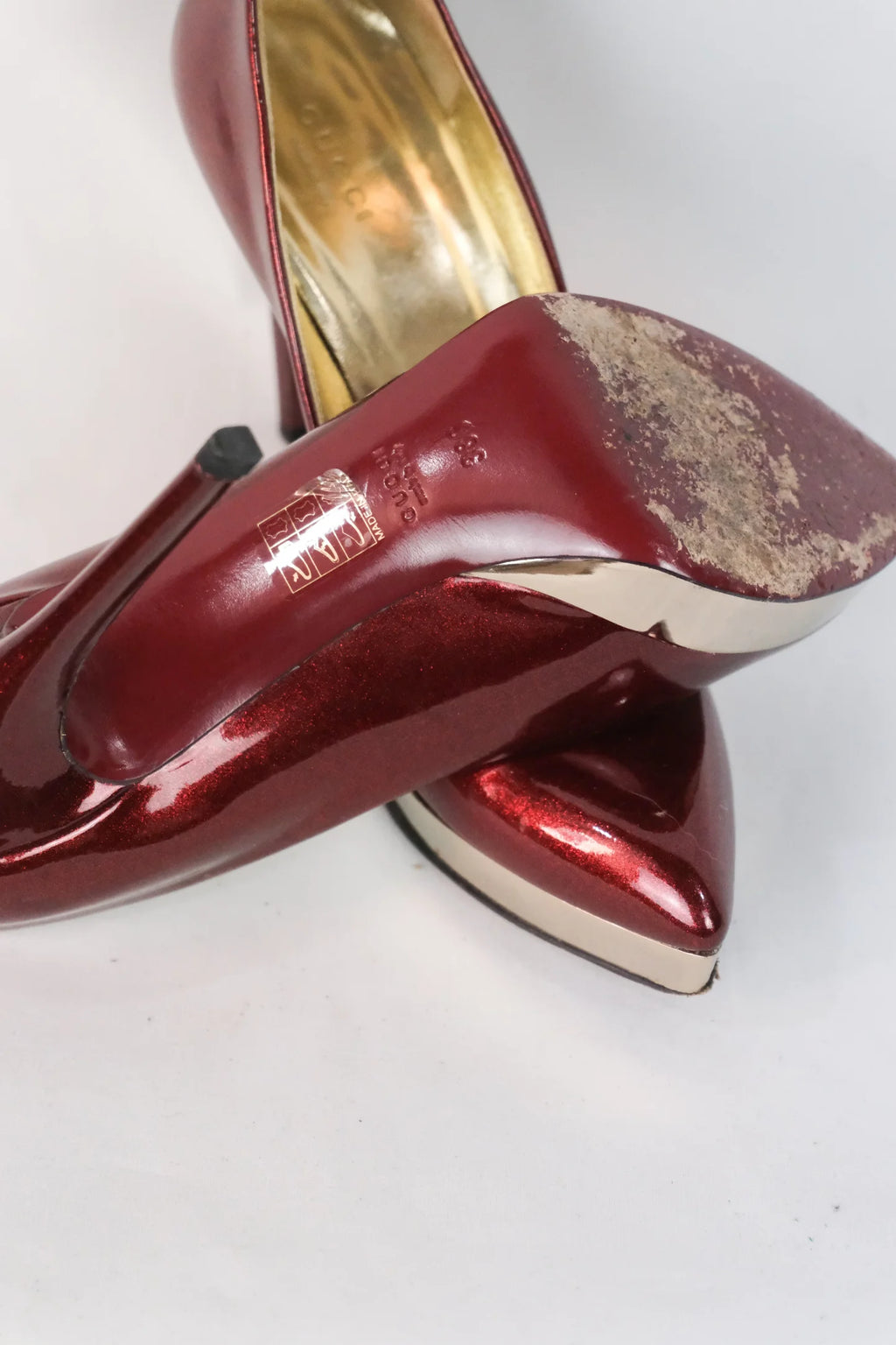 Red Glitter Patent Platform Pumps