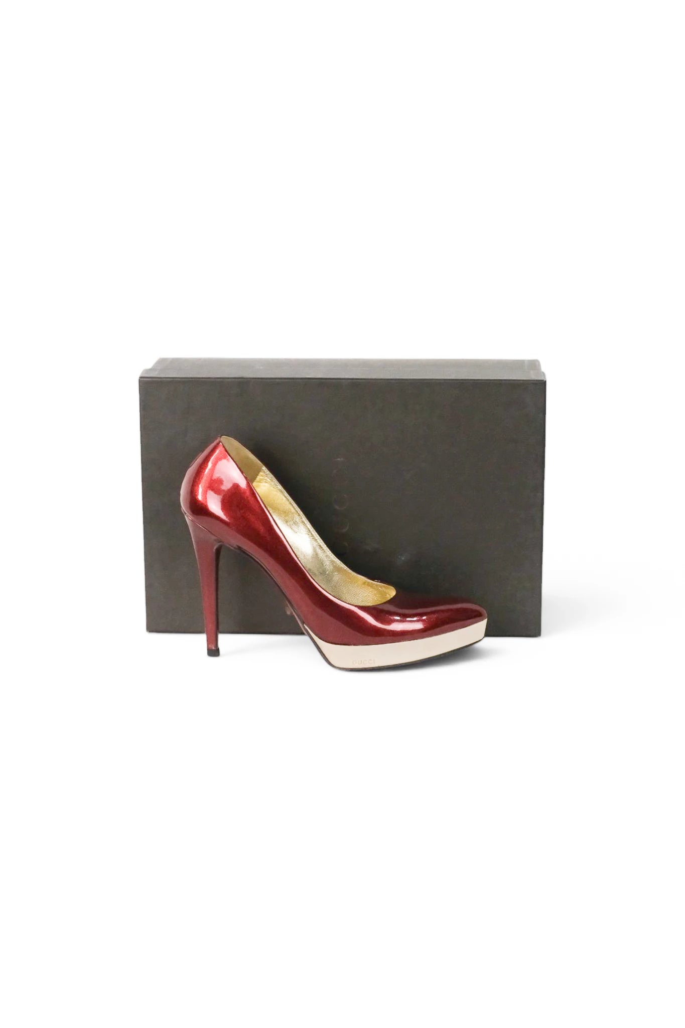 Red Glitter Patent Platform Pumps