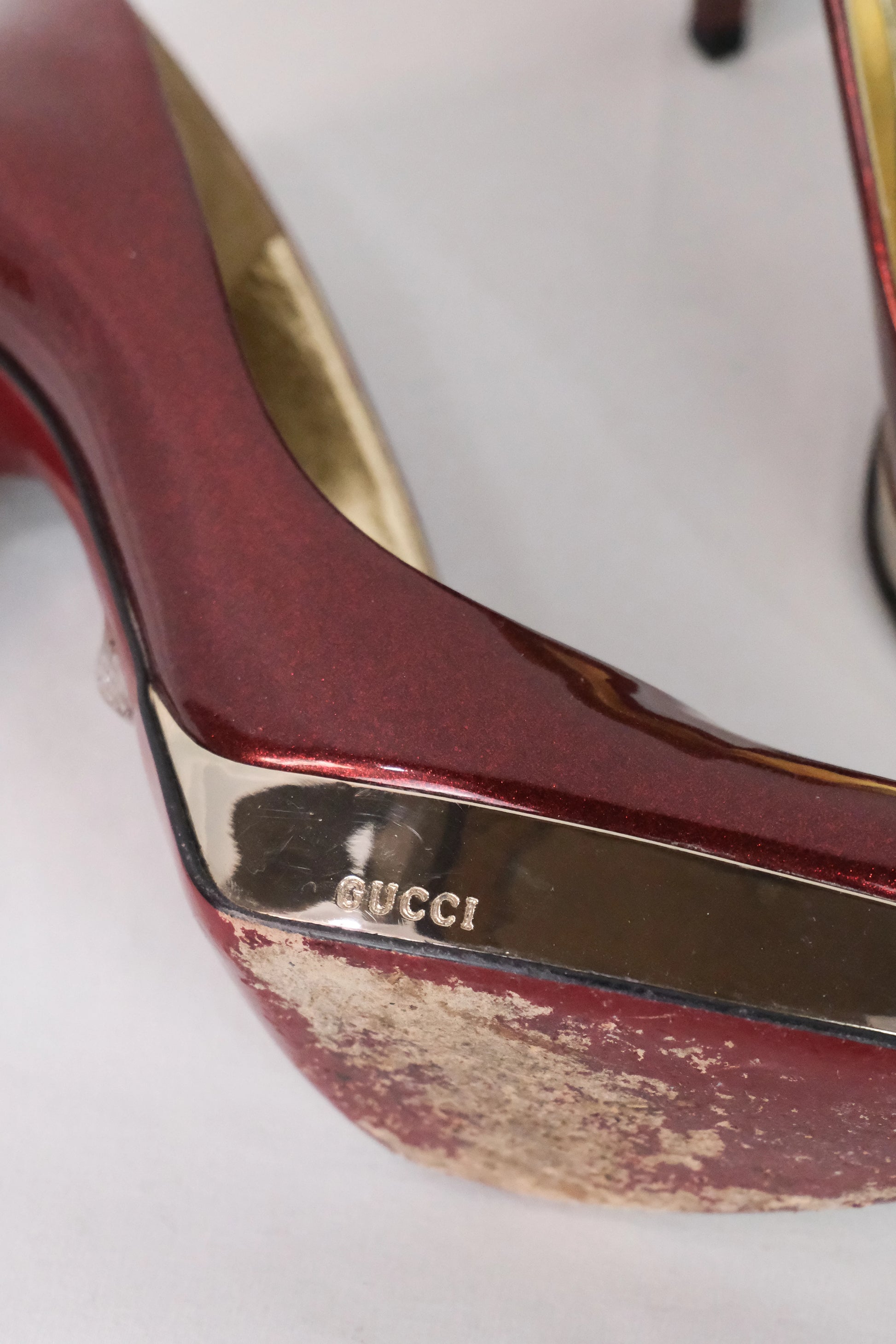 Red Glitter Patent Platform Pumps