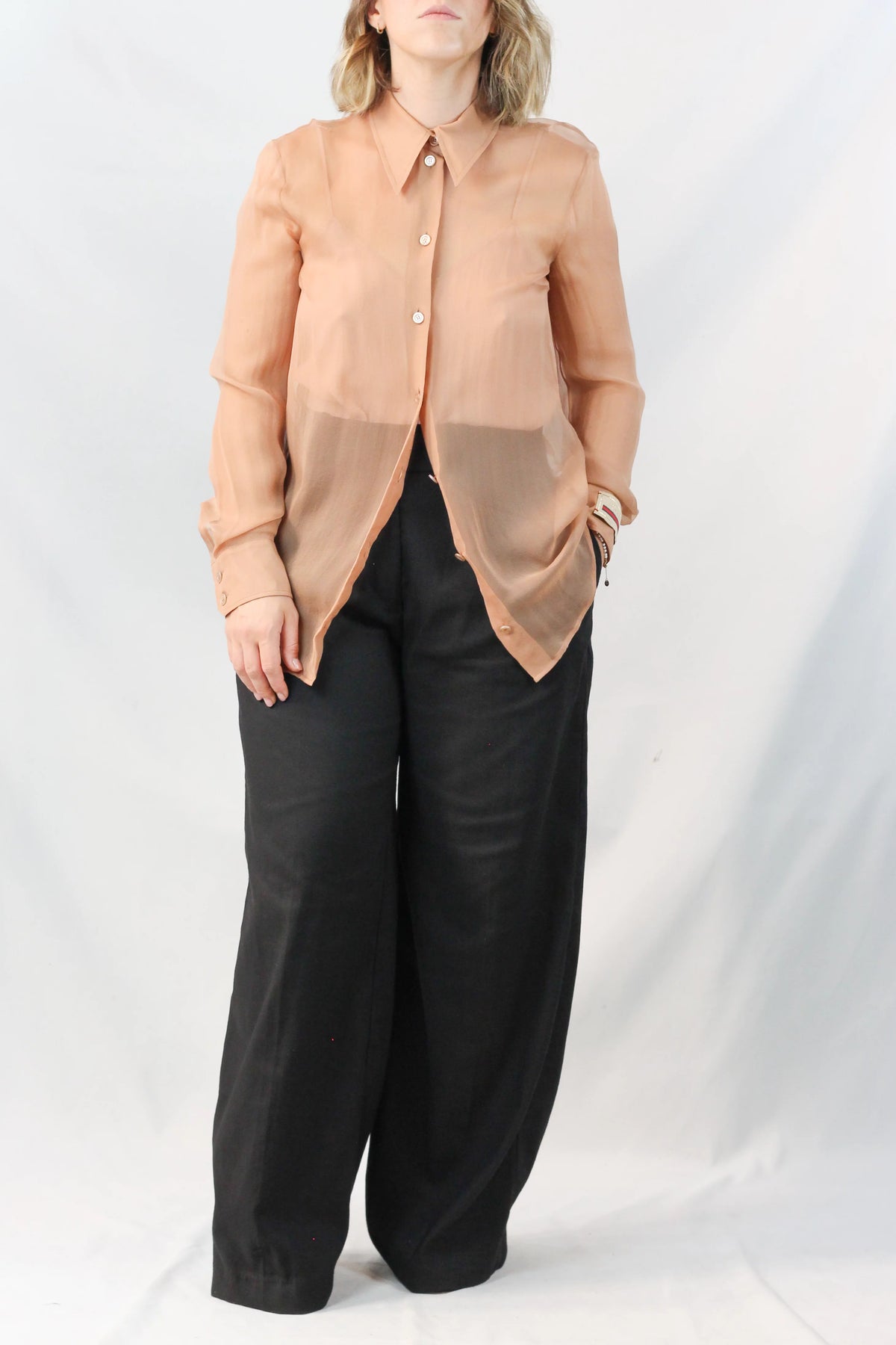 Silk Sheer Shirt with Silk Tank