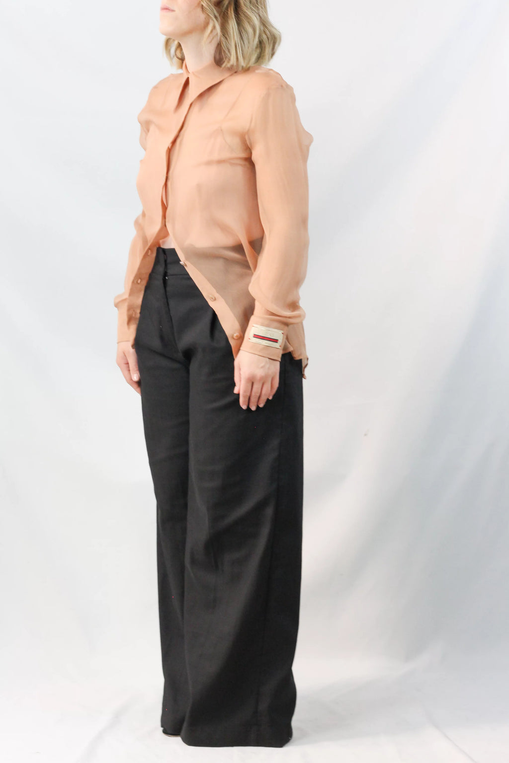 Camicia in seta velata con canotta in seta