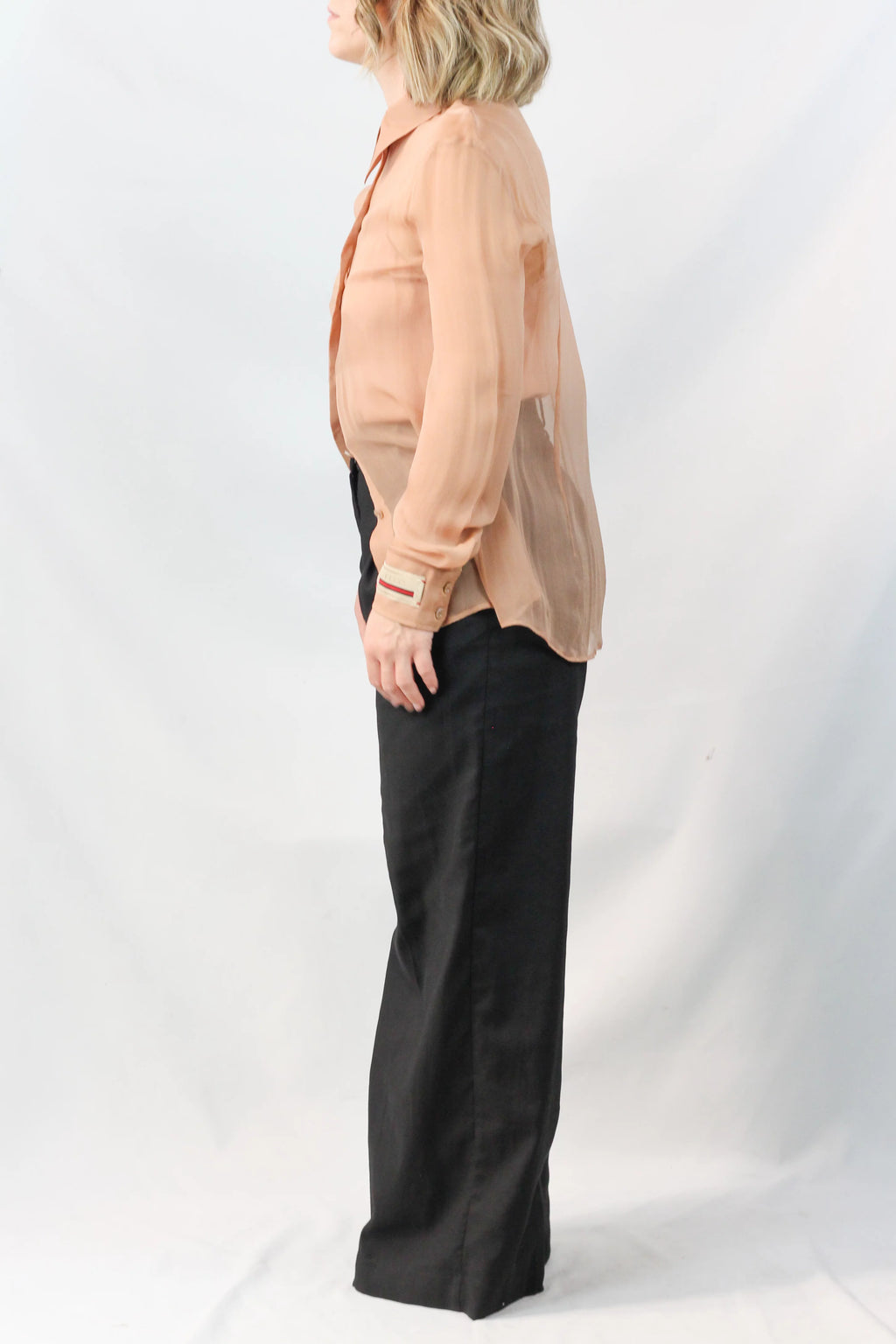 Camicia in seta velata con canotta in seta