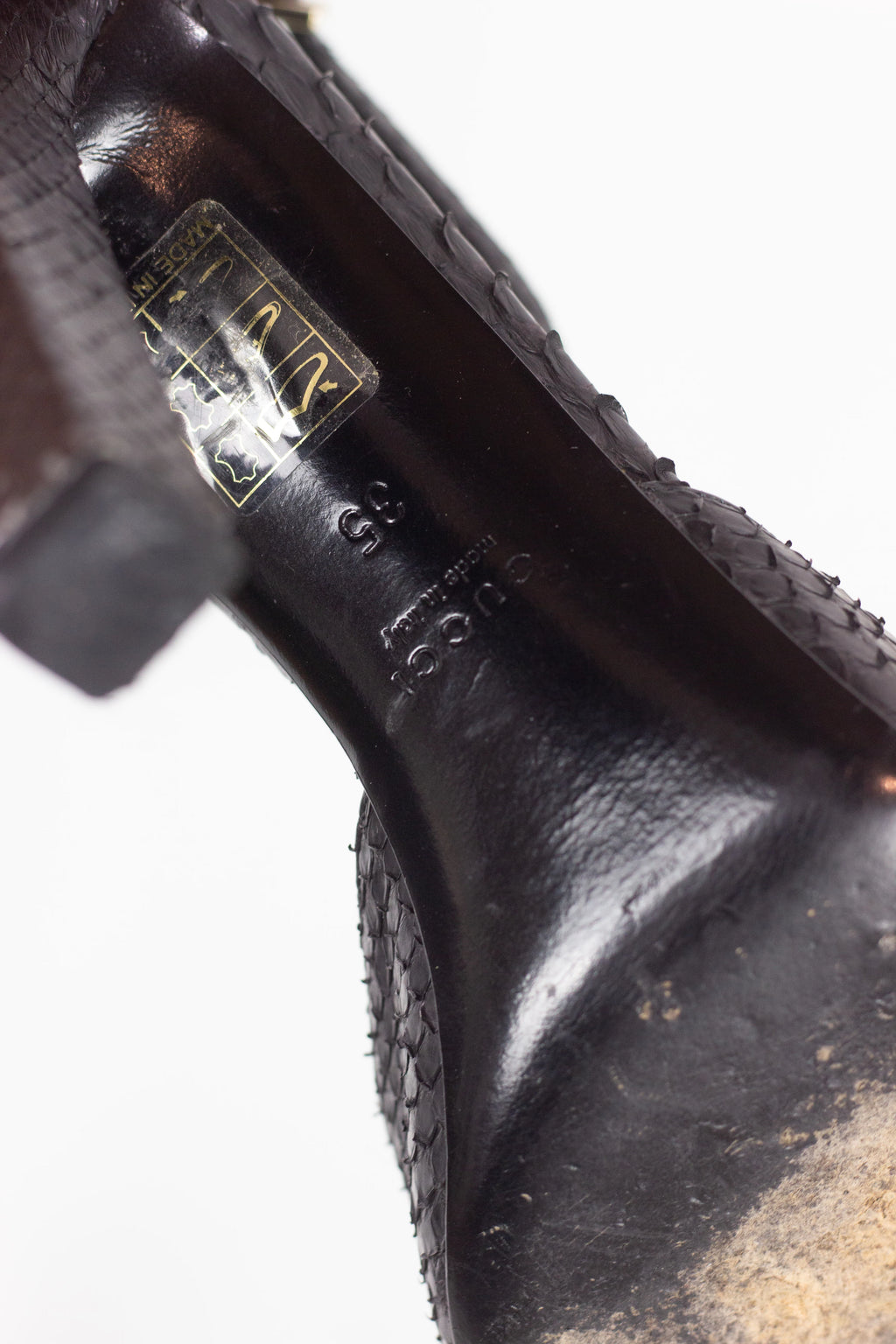 Black Heeled Sandals with Snakeskin Effect