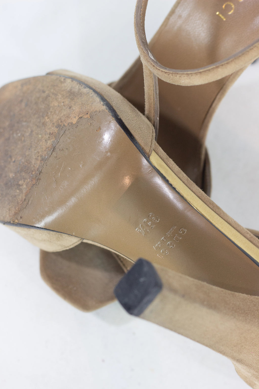 Suede Heeled Sandals with T-Bar