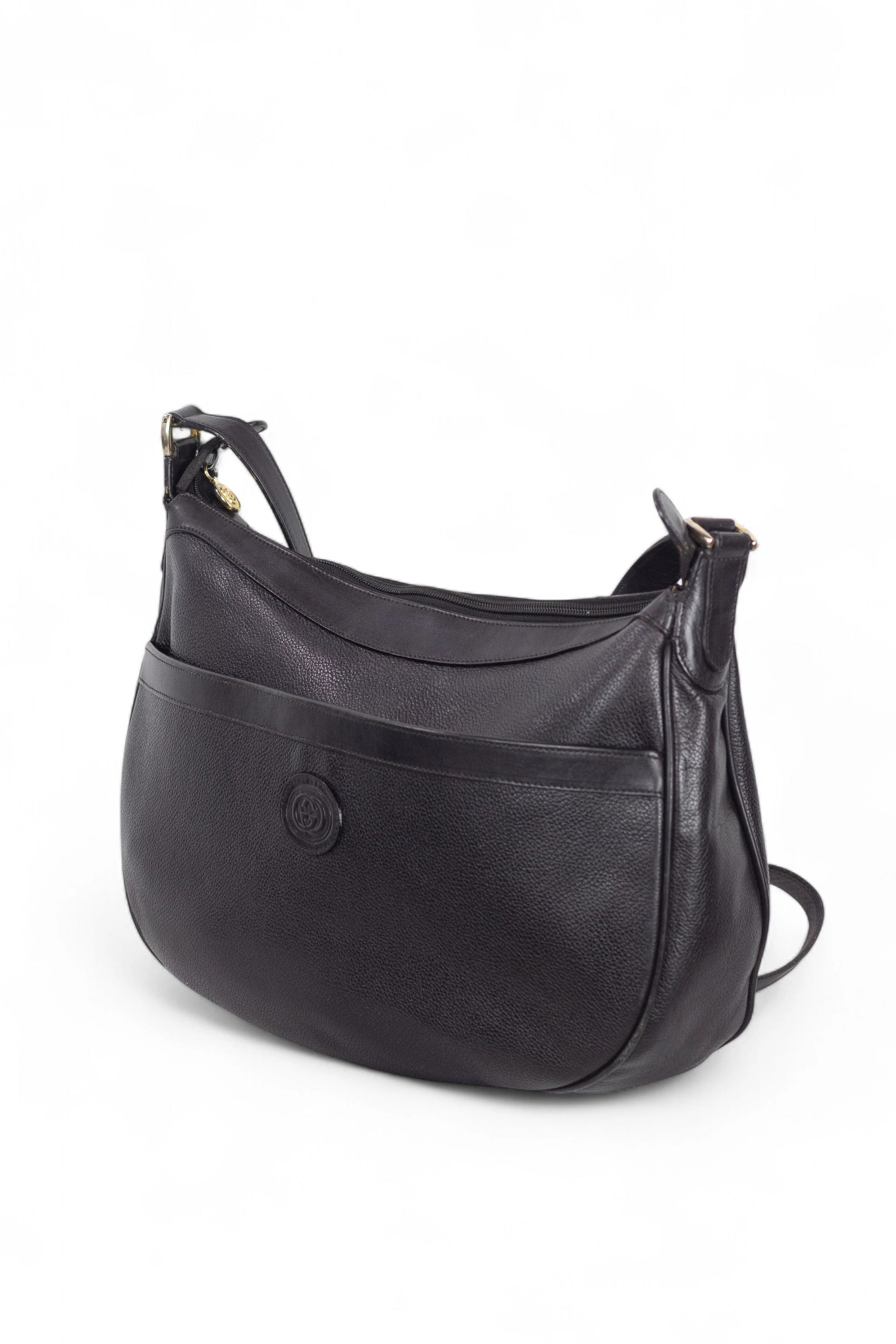 Black Leather Crossbody Bag with Interlocking G Logo