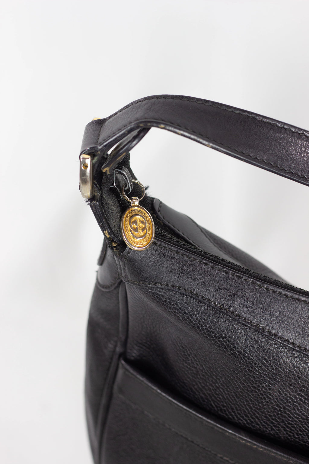 Black Leather Crossbody Bag with Interlocking G Logo