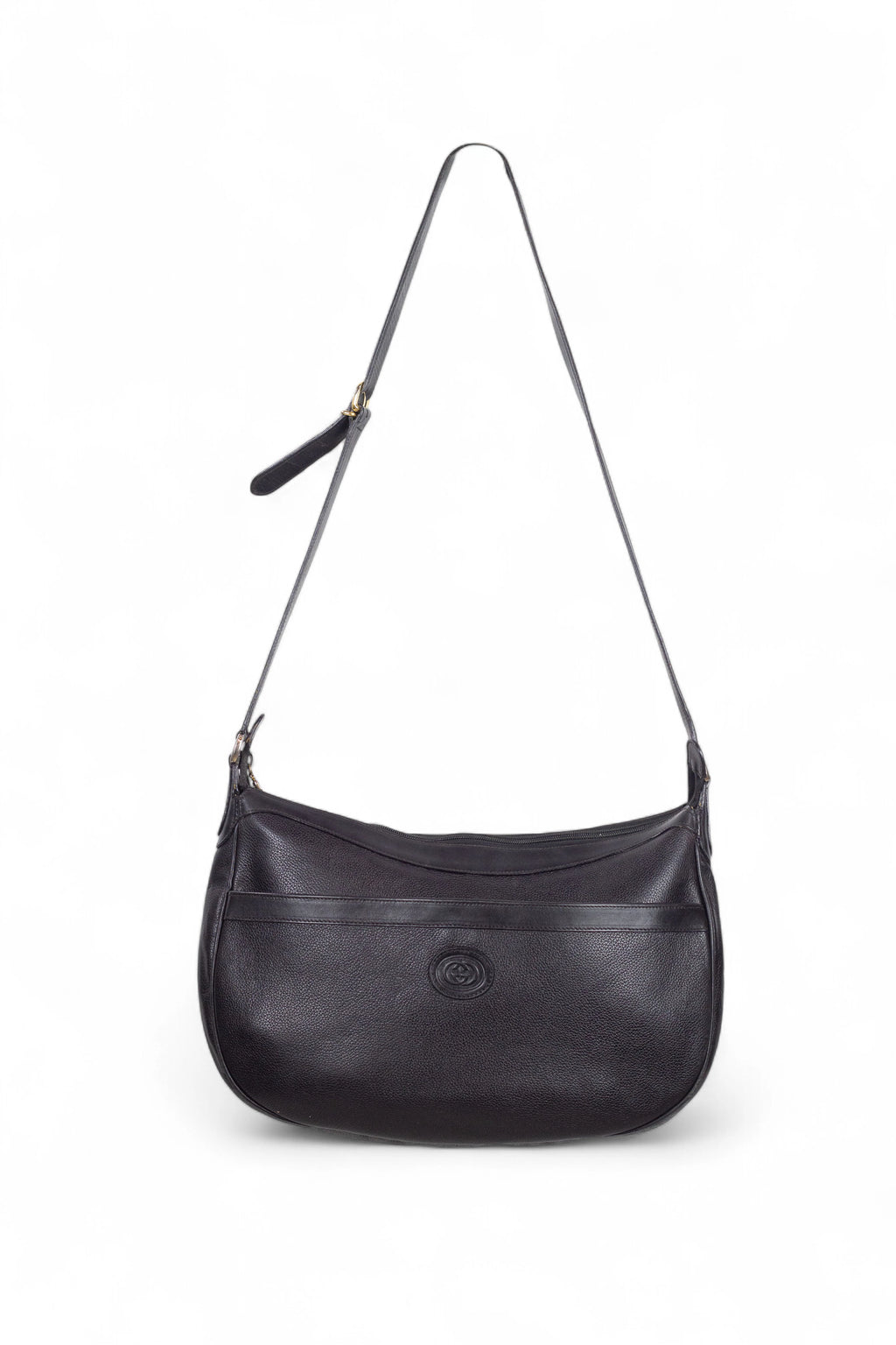 Black Leather Crossbody Bag with Interlocking G Logo