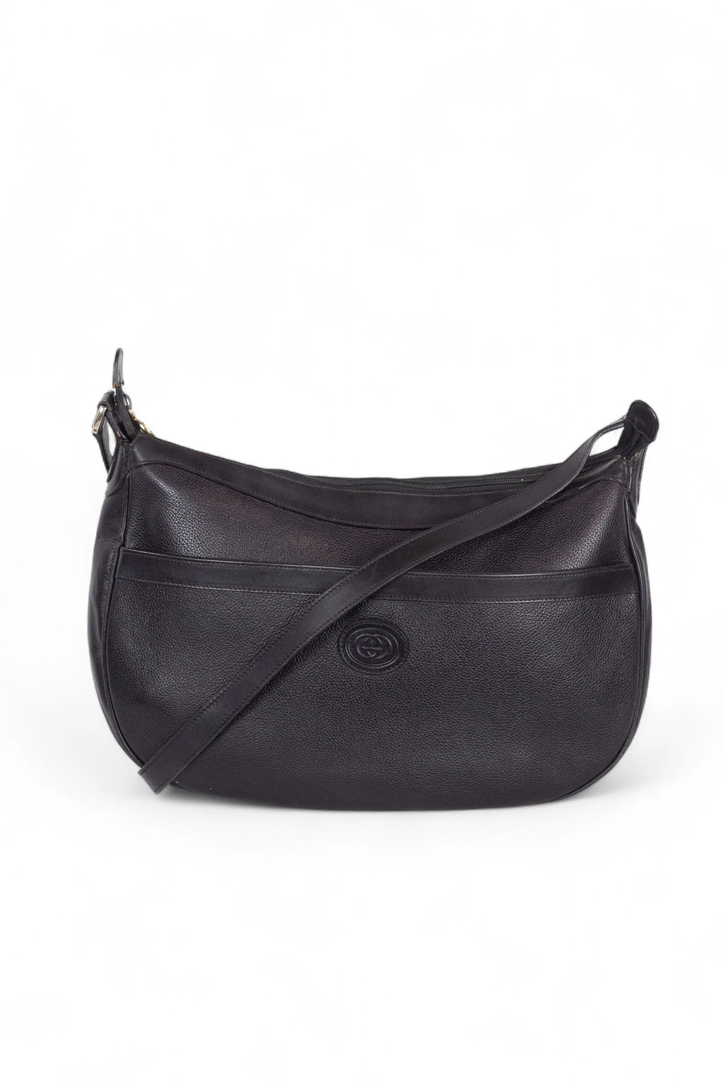 Black Leather Crossbody Bag with Interlocking G Logo