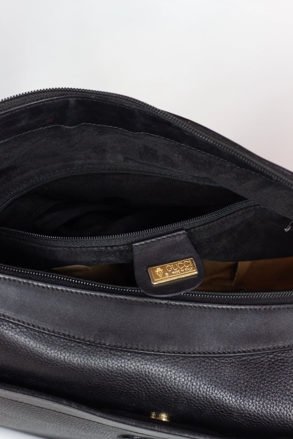Black Leather Crossbody Bag with Interlocking G Logo