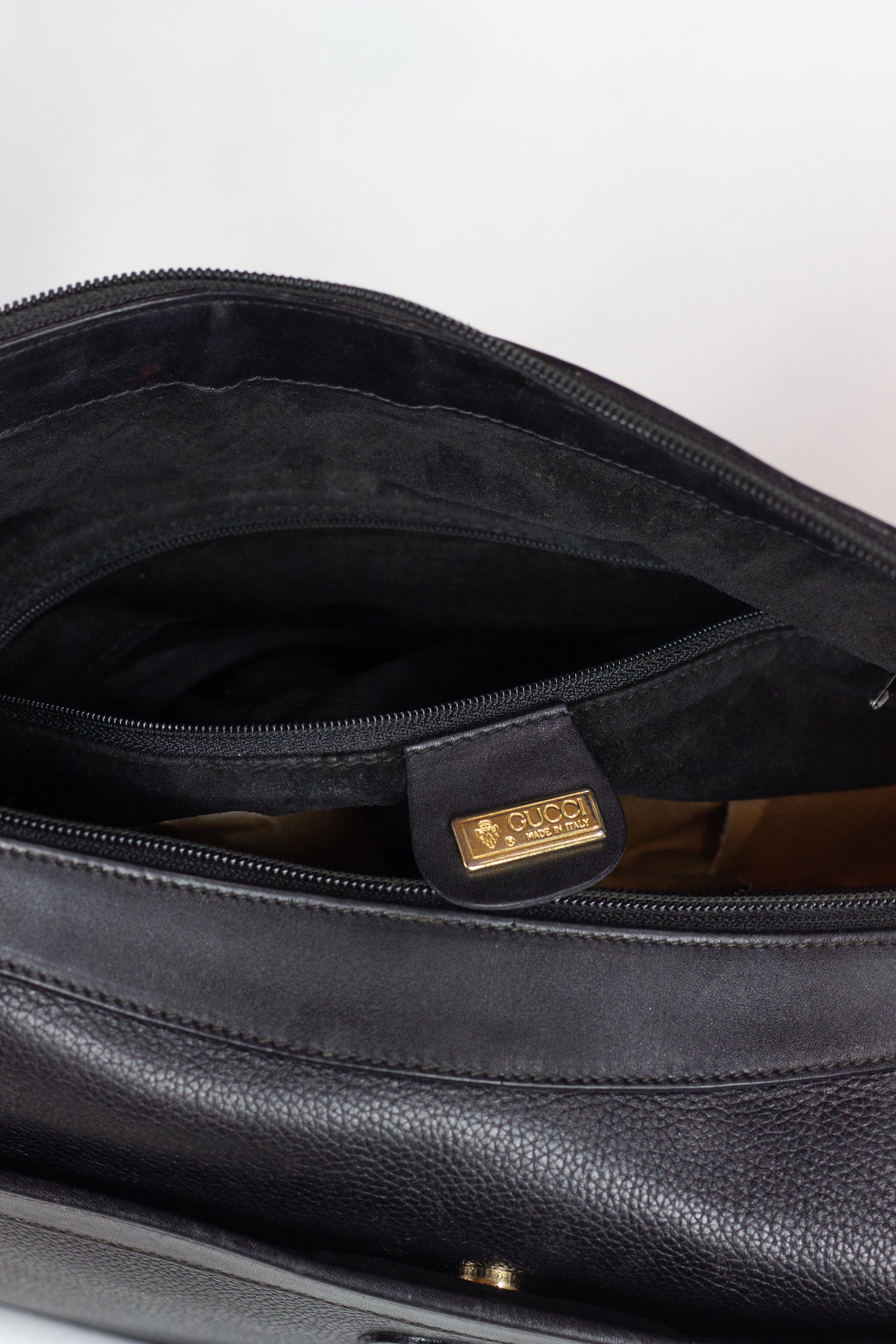 Black Leather Crossbody Bag with Interlocking G Logo