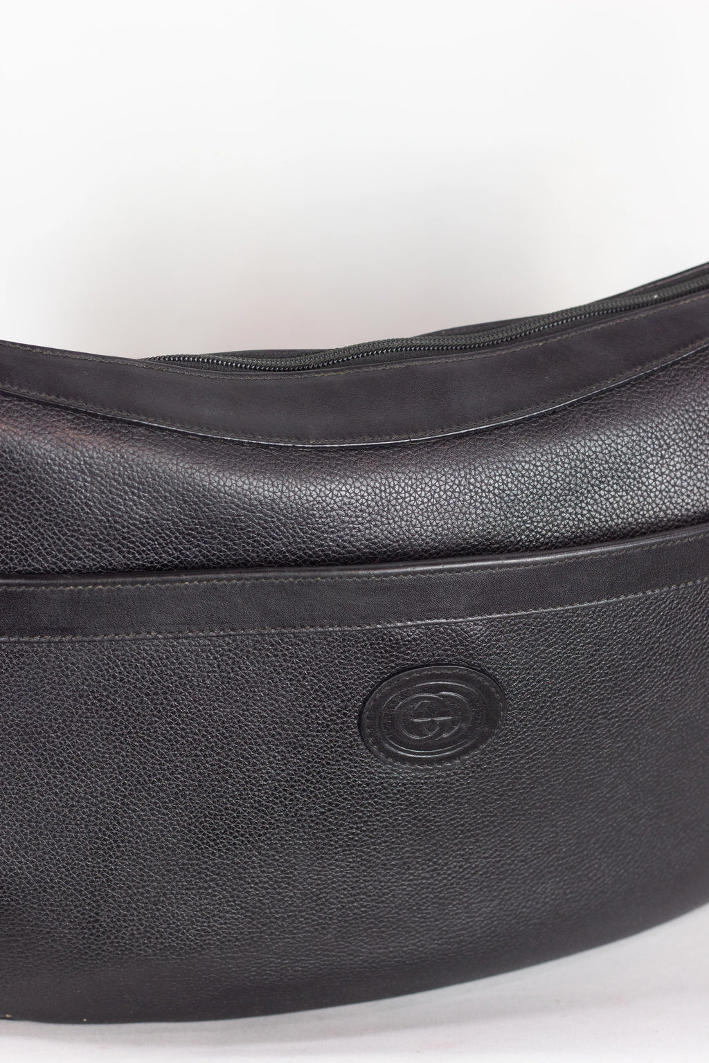Black Leather Crossbody Bag with Interlocking G Logo