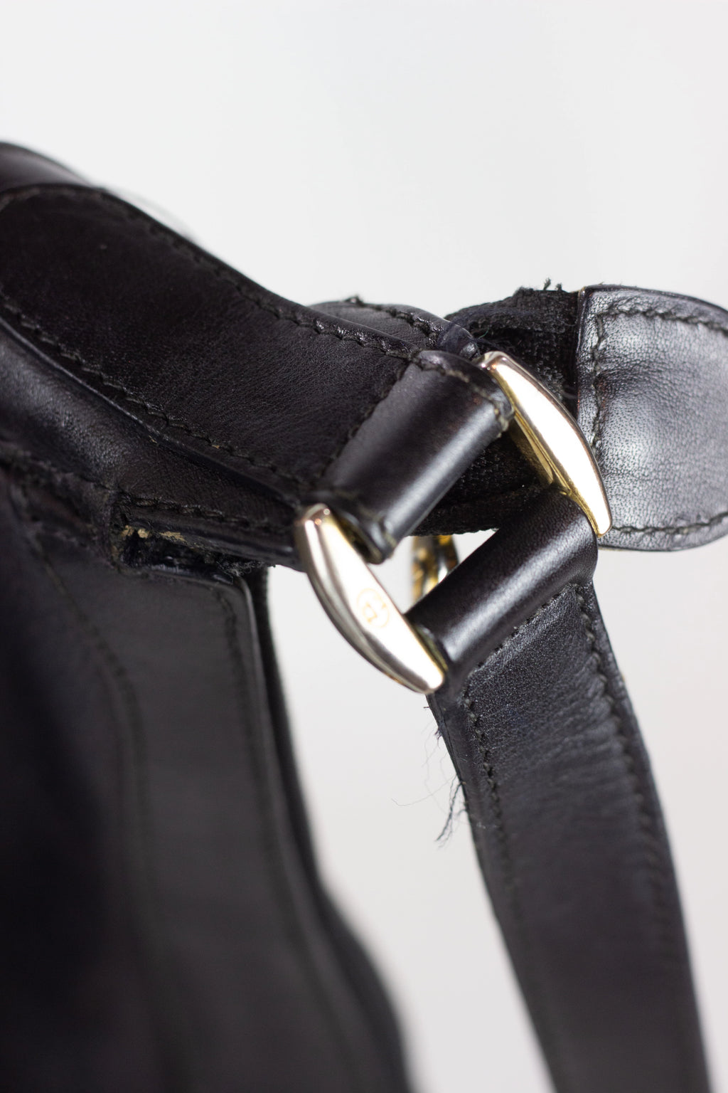 Black Leather Crossbody Bag with Interlocking G Logo